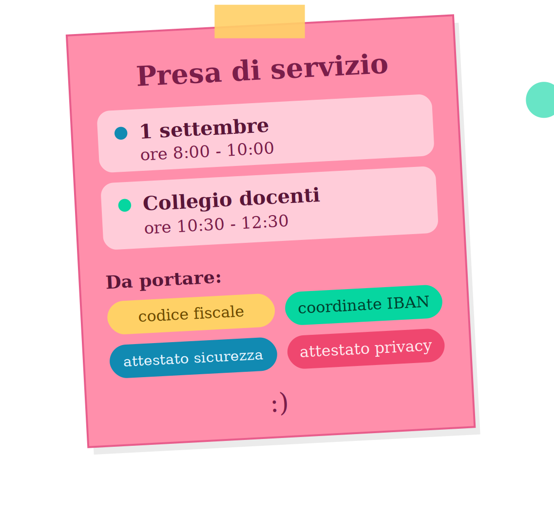 AVVISO PER IL PERSONALE DI NUOVA NOMINA - PRESA DI SERVIZIO